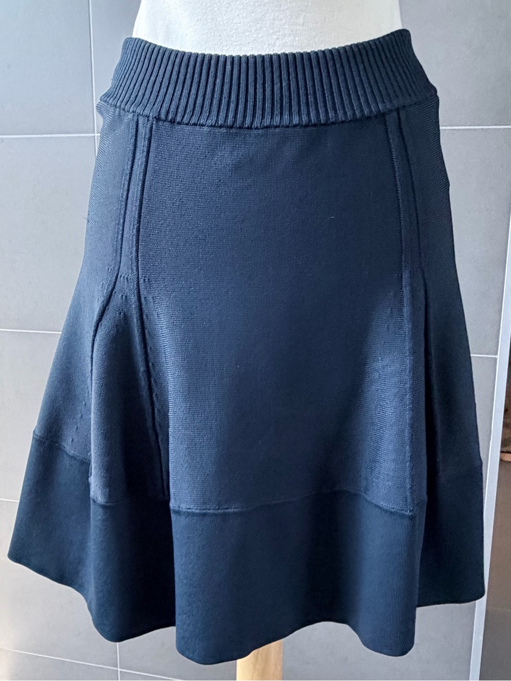 A.L.C. Navy Knit Flared Skirt